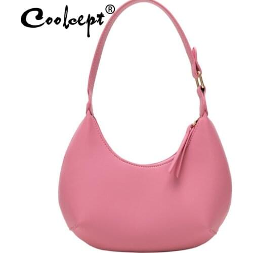 Coolcept New Fashion Women Shell Armpit Pu Leather Fashion Women Bag Designer Candy Color Phone Bag Zipper Casual Handbag