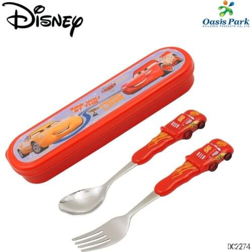 Disney Childrens Tableware Stainless Steel Baby Spoon Fork Set Portable Learning Spoon Baby Training Spoon