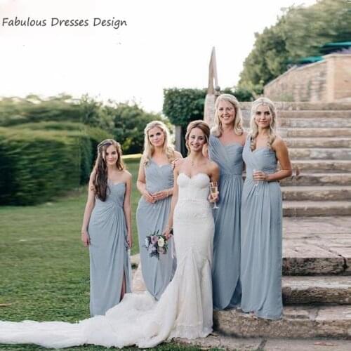 One Shoulder Mermaid Long Bridesmaid Dresses 2020 Sweetheart With Slit Wedding Exquisite Party Dress Vestido De Fiesta De Boda