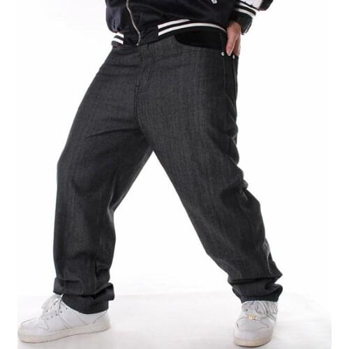 Black Baggy Jeans For Men Wide Leg Loose Streetwear Hip Hop Skateboard Denim Pants 2021 Male Trousers Plus Fat 30-46