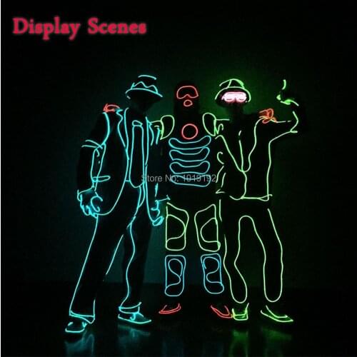 EL Wire Suits Fashion EL/LED DIY Glowing Clothes Costumes Luminous Shoes Light Clothing LED Strip Clothes Party Decoration