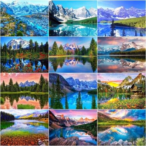 GATYZTORY Snow Mountain Scenery Acrylic Paint By Numbers Decoration Canvas Painting Coloring For Adult Living Room Art