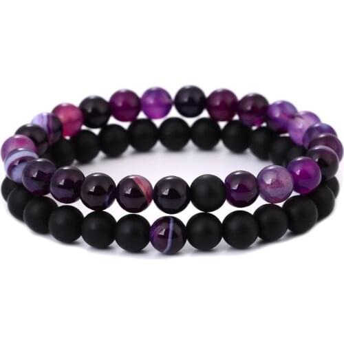 HYHONEY 2pcs/set Couple Bracelets & Bangles Classic stone beads Bracelets for Women&Men Jewelry Creative gift pulseras