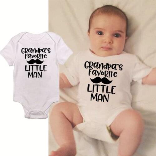 NewbornRomper Grandpas Favorite Little Man Print Infant Baby Boy Short Sleeve Onesie Toddler Boys Cute Jumpsuit Outfit