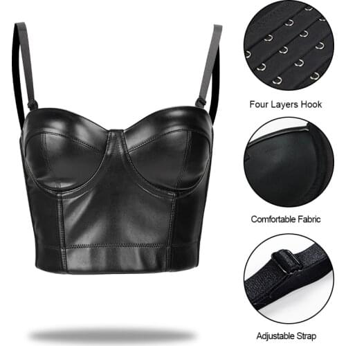 Corset gothic steampunk Sexy bustier Corsets Leather Bra Tops Gothic Push Up Bra Fashion Party Bra Club tops Slimming Underwear