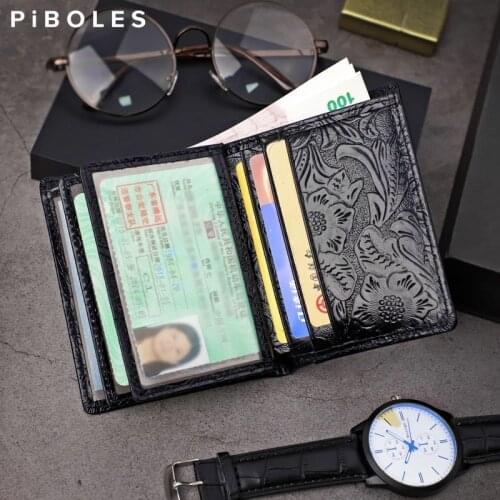 Handmade Genuine Leather Card Wallet Portable Cowhide Credit Card Slot Pouch Driver License Holder Coin Purse For Men, Women