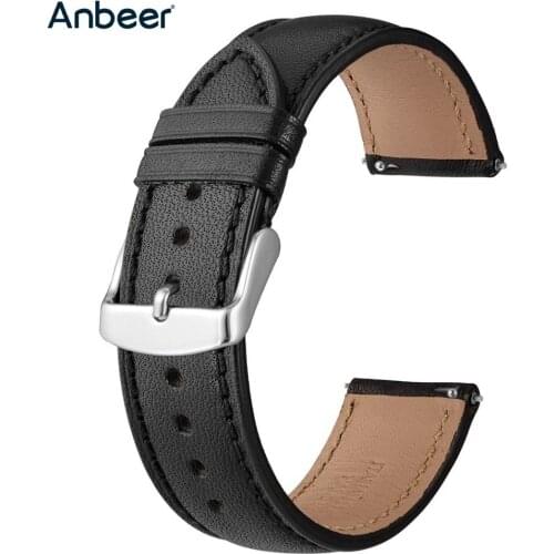 Anbeer Leather Watchband 18mm 20mm 22mm Full Grain Quick Release Watch Strap Band, Men Women Elegant Replacement Bracelet Belt