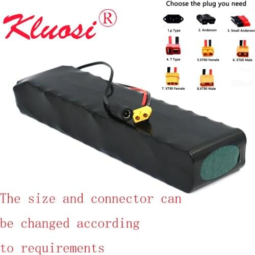 KLUOSI 13S2P 48V 5.8Ah 6Ah 500Watt 54.6V Lithium Battery Pack Built-in 15A BMS for Electric Bike Scooter Skateboard Bicycle Etc