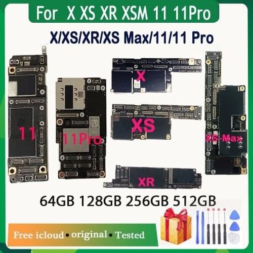 Mainboard For iPhone 11 PRO MAX & XS & XR & XS MAX Motherboard 64GB 128GB 256GB 512GB Full chips Logic Board Support Update