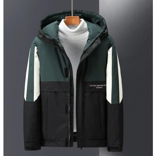 Fashion Men Down Jacket 2021 New Brand Patchwork Winter White Duck Down Coat Mens Outwear Thick Warm Hooded Parka High Quality