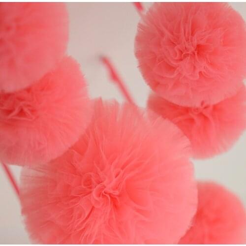 Coral tulle pom pom set / wedding party decorations pom poms