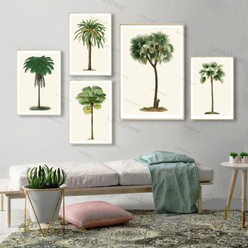 Wall Art Canvas Painting Tropical Palm Tree Vintage Illustrations Posters and Prints Palm Trees Botanical Pictures Home Decor