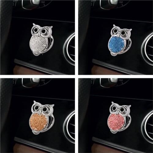 Diamond-studded Owl Car Engine Start Stop Switch Button Cover Auto Accessories Push Button Sticky Cover Car Interior for Female
