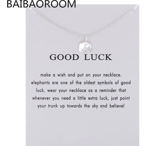 12pcs Sparkling good lucky elephant Pendant necklace gold-color Clavicle Chains Statement Necklace Women Jewelry(Has card)