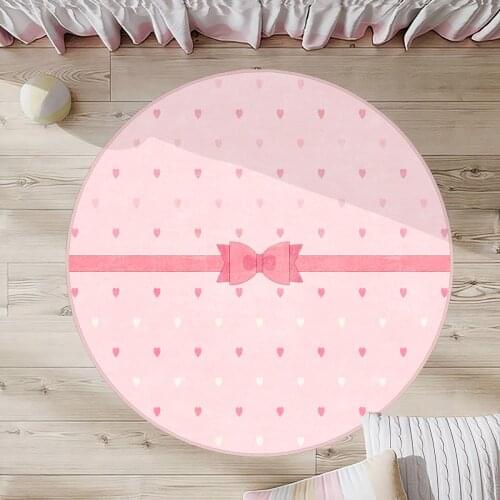 Pembe Çocuk Odası Halısı pembe beyaz kalp pembe kurdele