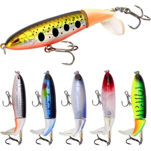 Outdoor Fishing Lure Hook Floating Pencil Propeller Tractor 9cm Road Bait Simulation Hard Bait Professional Road Baits