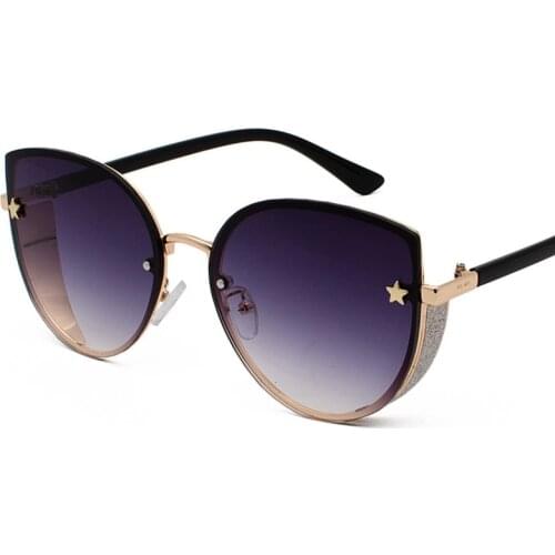 2019 Luxury Glamour Cat Eye Sunglasses For Women Designer Brand Cateye Sun Glasses Woman Fashion Shades