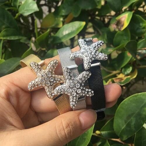 Somsoar Jewelry 3cm Starfish Slide Charms big size diy Charms fit 10mm Mesh Bracelet and Leather Wrap Bracelet 10pcs/lot