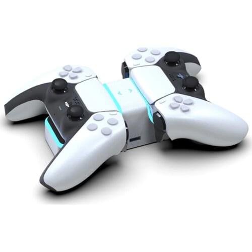 LED Dual Slot Fast Charging Dock Base Charger Station Stand Power Supply for PS5 Wireless Game Controller with 1M USB C Cable