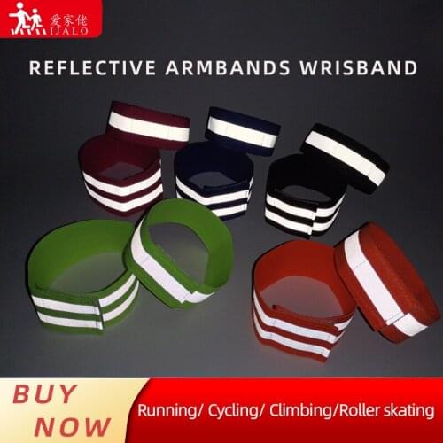 2 Pcs Reflective Strips Warning Armband Reflector Wristband for Cycling Running Bind Strap for Pants Hand Leg Bike Sports Safety