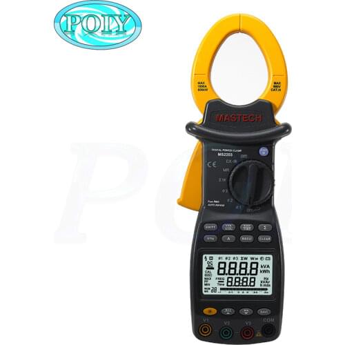 MASTECH MS2203 Three Phase Intelligent Digital Power Clamp Meter Support RS232 with 9999 Counts high precision
