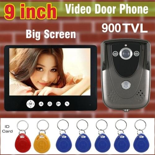 Video Intercom DoorBell System 9 inch Big Screen 900TVL HD Camera Video Door Phone RFID Keyfobs unlock function visual intercom