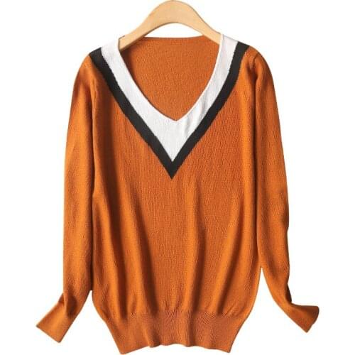 Womens Long Sleeve Deep V Neck Cashmere Sweater Ladys New Fashion Casual Pullover Tops Black Warm Sweater For Autumn Winter