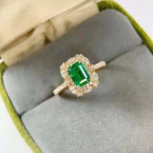 Natural High-quality Square Emerald Ring S925 Sterling Silver Fine Fashion Charming Jewelry for Women Free Shipping MeibaPJFS