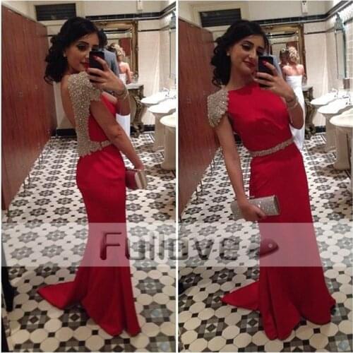 Crystal Mermaid Evening Dress Long 2019 Beaded Formal Evening Dresses Prom Gown Vestido De Festa Robe De Soiree Abiye Fullove