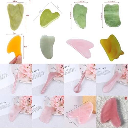 1*Rose Quartz/Jade/Resin Guasha Board Neck Body Acupuncture Spa Acupuncture Scraper Therapy Natural Scraper Chinese Gua Sha Tool