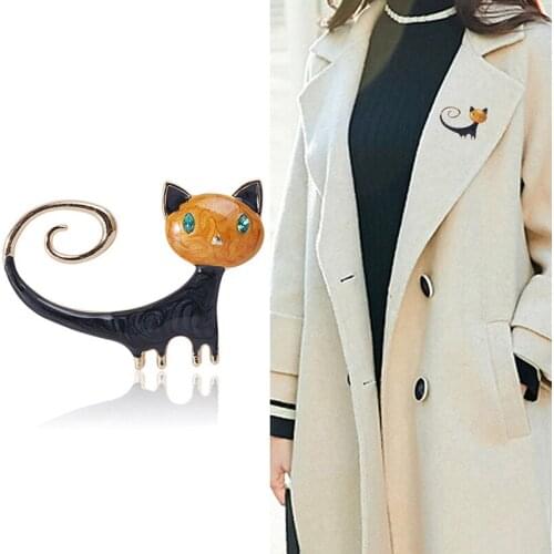 1pcs Enamel Cute Cat Brooches For Women Kitty Pin Brooch 2 Colors Available Animal Jewelry Brooch Gifts