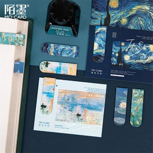 1 Pcs Art Van Gogh magnetic bookmarks literature and art DIY decorative book marker pages stationery and student office supplies