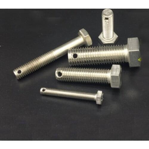 1PCS Hexagon head Screw Hex Tail With holes Bolts M10 M12 M16 External Screws Stainless steel 40-60mm Length
