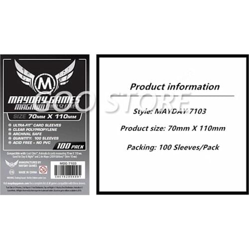 2 packs/lot MAYDAY Card Sleeve 7103 for 70*110mm cards protector clear pack case Board Games Sleeves