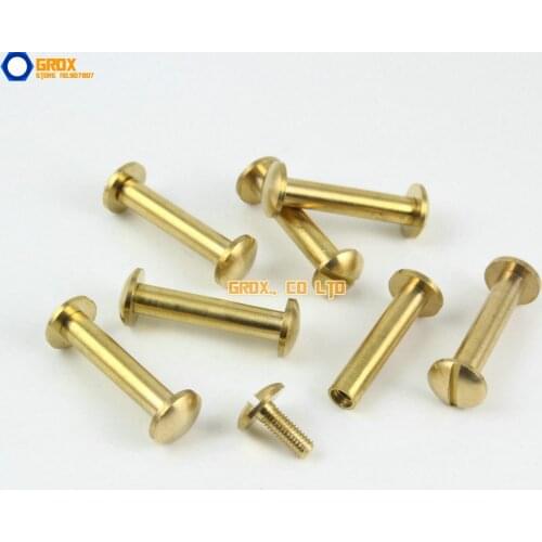 20 Pieces 8*20mm Leather Craft Belt Wallet Solid Brass Nail Rivet Chicago Screw Cambered Head