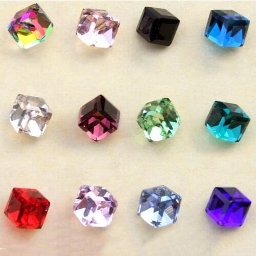 20pcs/bag Mix Colors Nail Crystals 4mm Cube Square Crystal Rhinestones For Nails Colorful 3D Nail Art Diamonds EUW-RRTE154