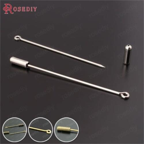 30PCS with Stopper Pin Length 35MM 45MM 60MM Silver Color Brass Sharp Eye Pins Needle Diy Jewelry Findings Accessories Wholesale