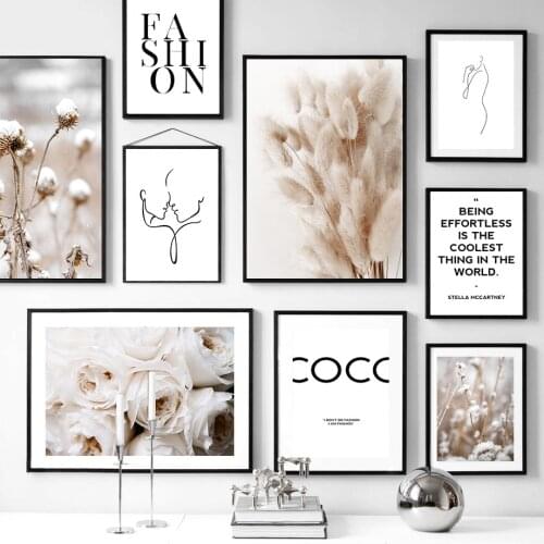 Abstract Line Girl Lover Rose Grass Quote Wall Art Canvas Painting Nordic Posters And Prints Wall Pictures For Living Room Decor