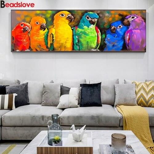 Colorful Animal Parrot 5d diy diamond painting Living room decoration pictures round drill landscape diamond embroidery