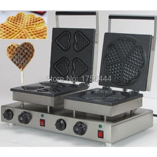 Free Shipping 2 in 1 Waffle Baking System 110v 220v Electric Commercial Dual Heart Waffle Maker
