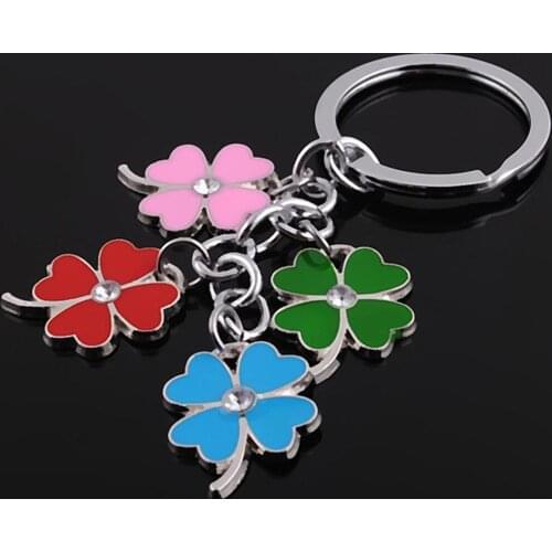 Suti stainless steel clover keychain fashion four leaf clover keyring key chain key ring holder bag pendant charms