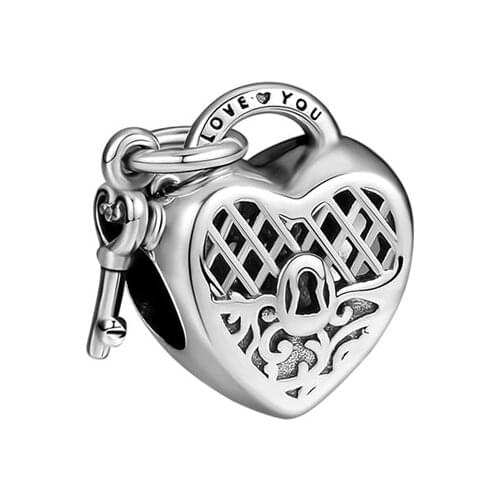 Beads 925 Sterling Silver Love You Lock Charm Fit Charms Bracelets DIY Jewelry for Women Gift 02812