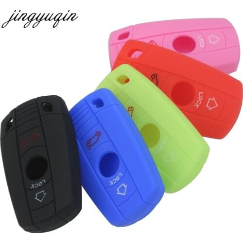 Jingyuqin 3 Button Silicone Car Key Case for BMW 1 3 5 6 Series E90 E91 E92 E60 Remote Key Shell Case Smart Key Fob Cover