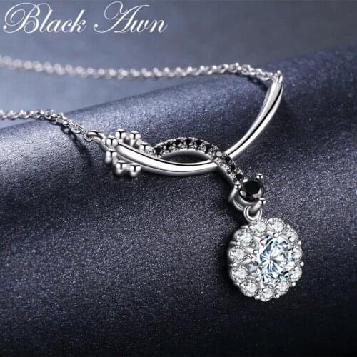 BLACK AWN 2019 Romantic Arrive 925 Sterling Silver Fine Jewelry Trendy Round Engagement necklaces & pendants for Women KK027