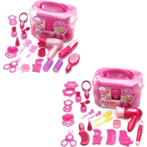Children Pretend Play Kid Make Up Toys Set Hairdressing Simulation Cosmetic Girls Dressing Travel Kit 77HD