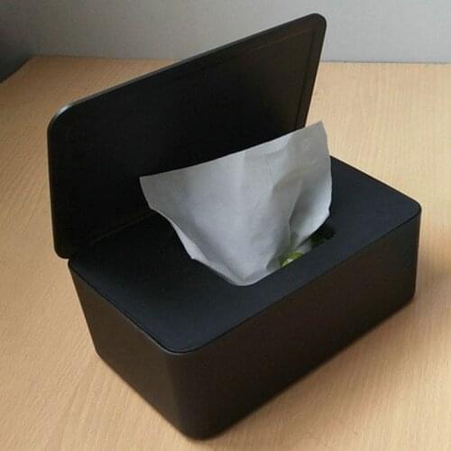 Wet Wipes Dispenser Holder Case with Lid Black Dustproof Tissue Storage Box for Home Office Store