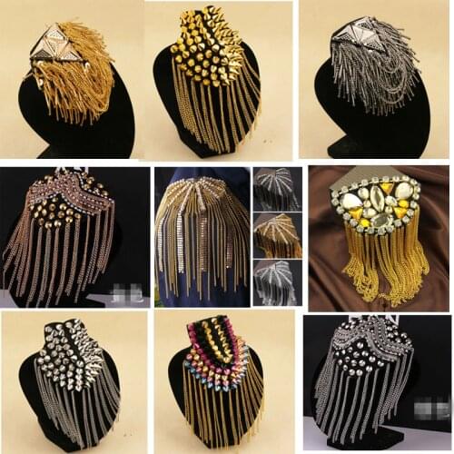 Handmade A99 epaulette jewelery tassel big shoulder brooch epaulet /epaulettes spikes/escapulario blazer accessories/pin