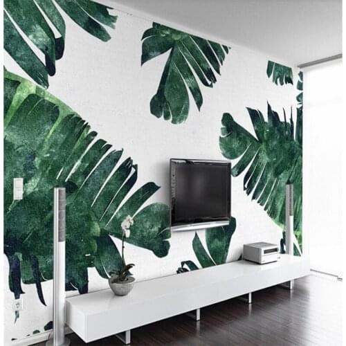 Banana leaf plant television background wall professional production wallpaper mural custom photo wall