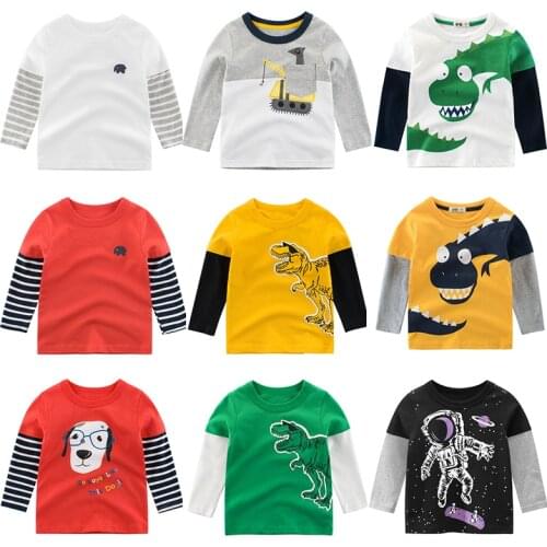 Boys T Shirt Tops Long-Sleeve Toddler Baby Girls Kids Children Cotton Fashion Autumn Spring Print Car for 2 3 4 5 6 7 8 Years