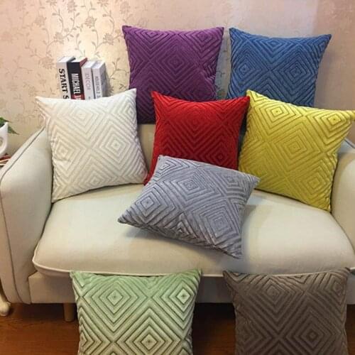 Geometric Pillowcase Flocking Cushion Cover Gray Yellow Purple Red Home Decor Pillowcase 45x45cm Pillowcase